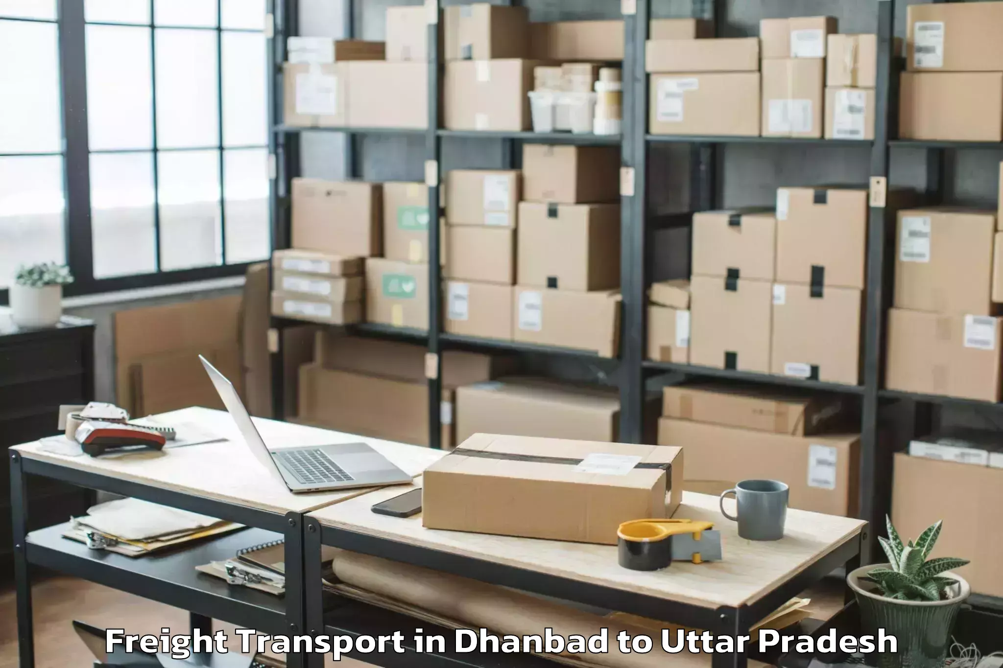 Dhanbad to Gahmar Freight Transport Booking